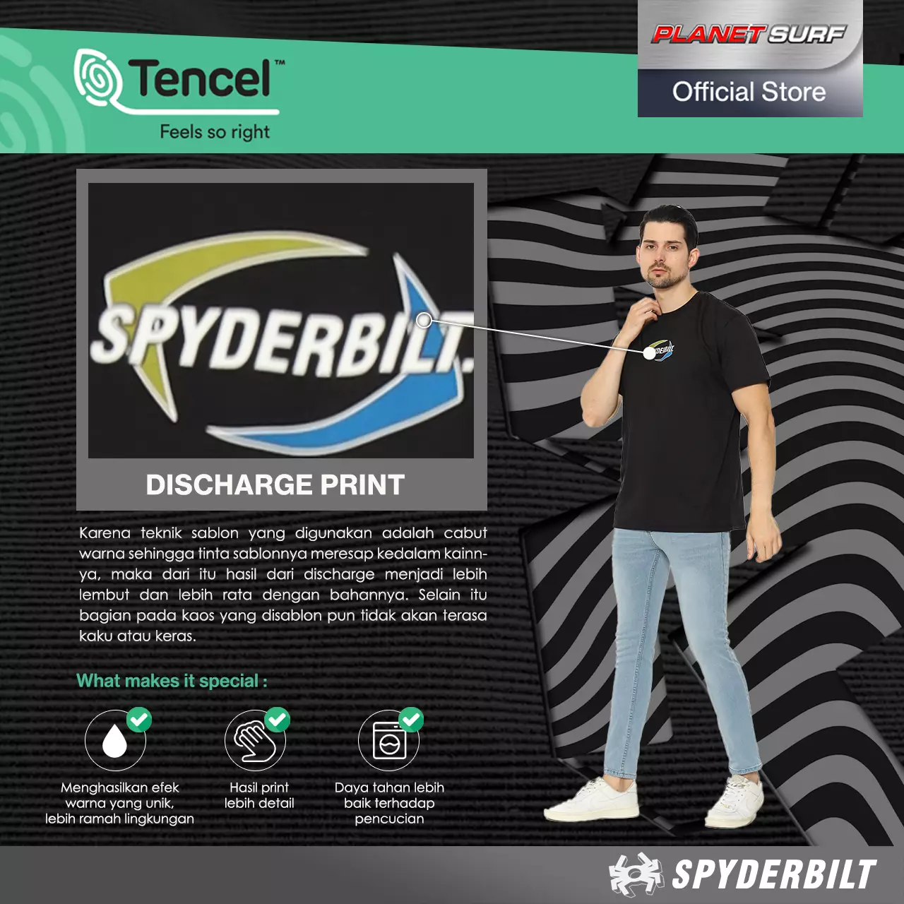 Spyderbilt Kaos Lengan Pendek Pria Spydof Tencel Men Tee Planet Surf