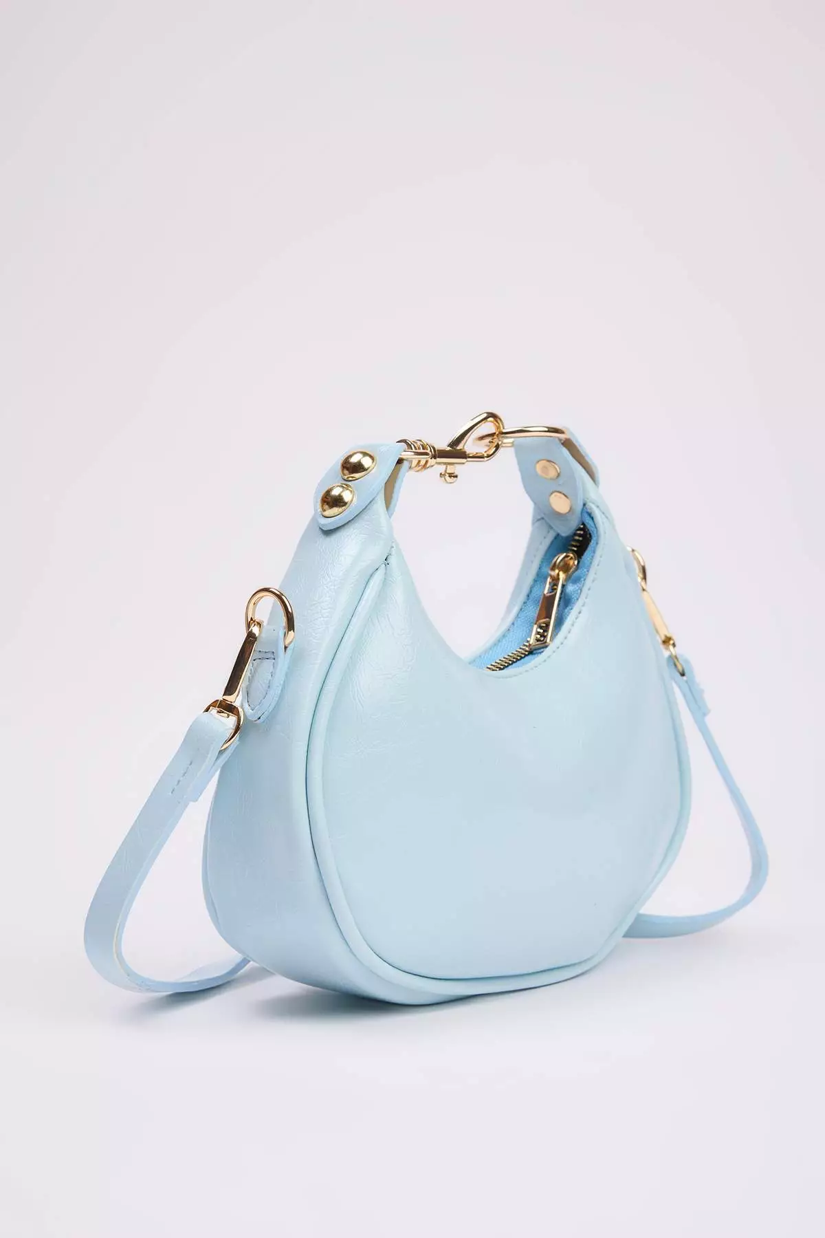Baby Blue Dual Use Strap Women's Mini Oval Shoulder And Hand Bag Takss25Oc00091
