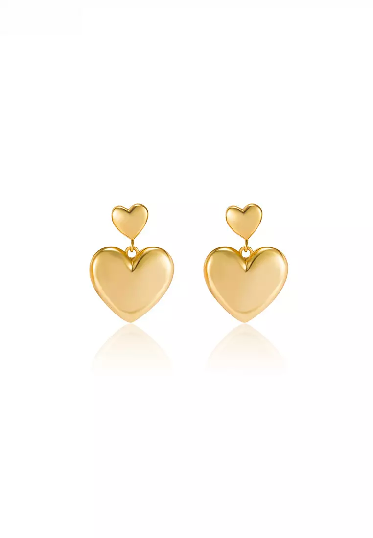 Gold drop heart deals earrings