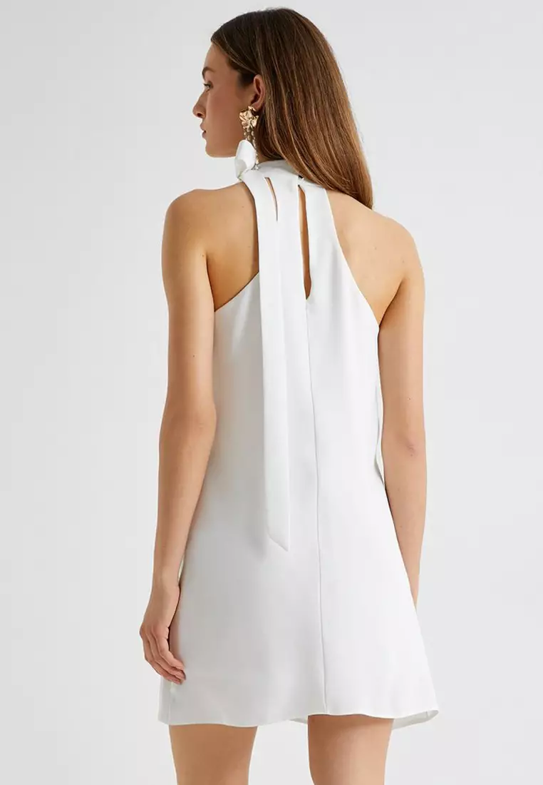 Bow Detailed Mini Halter Dress