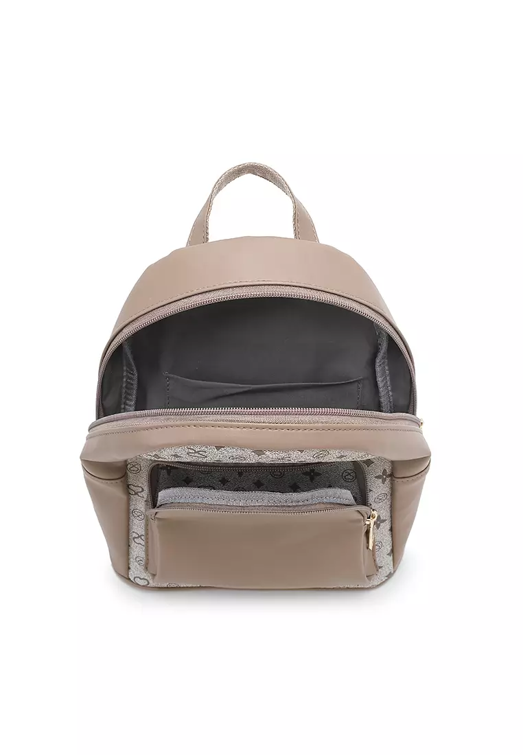 Women's Monogram Mini Backpack (Tas Ransel Wanita & Tas Punggung Wanita) - Krem