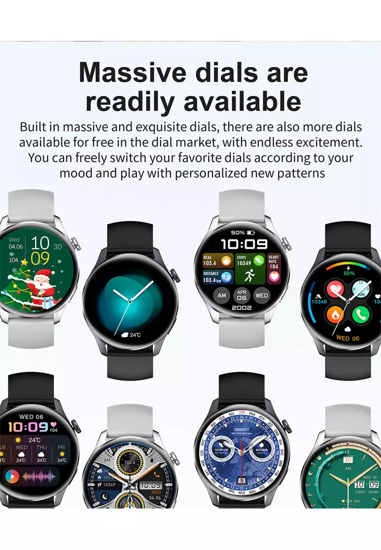 Smartwatch 1.53 inch TFT Screen Full Touch Jam Running Pria  IP67 Waterproof 100+Sports Modes Bluetooth Call black