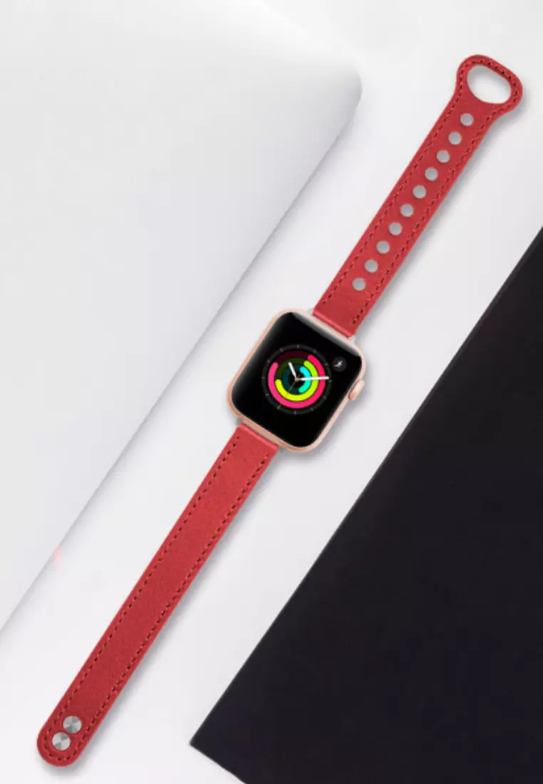 Buy Kings Collection Red Genuine Leather Apple Watch Band 38MM