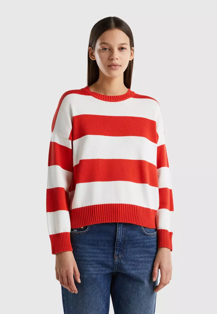 Buy United Colors of Benetton Striped sweater in tricot cotton