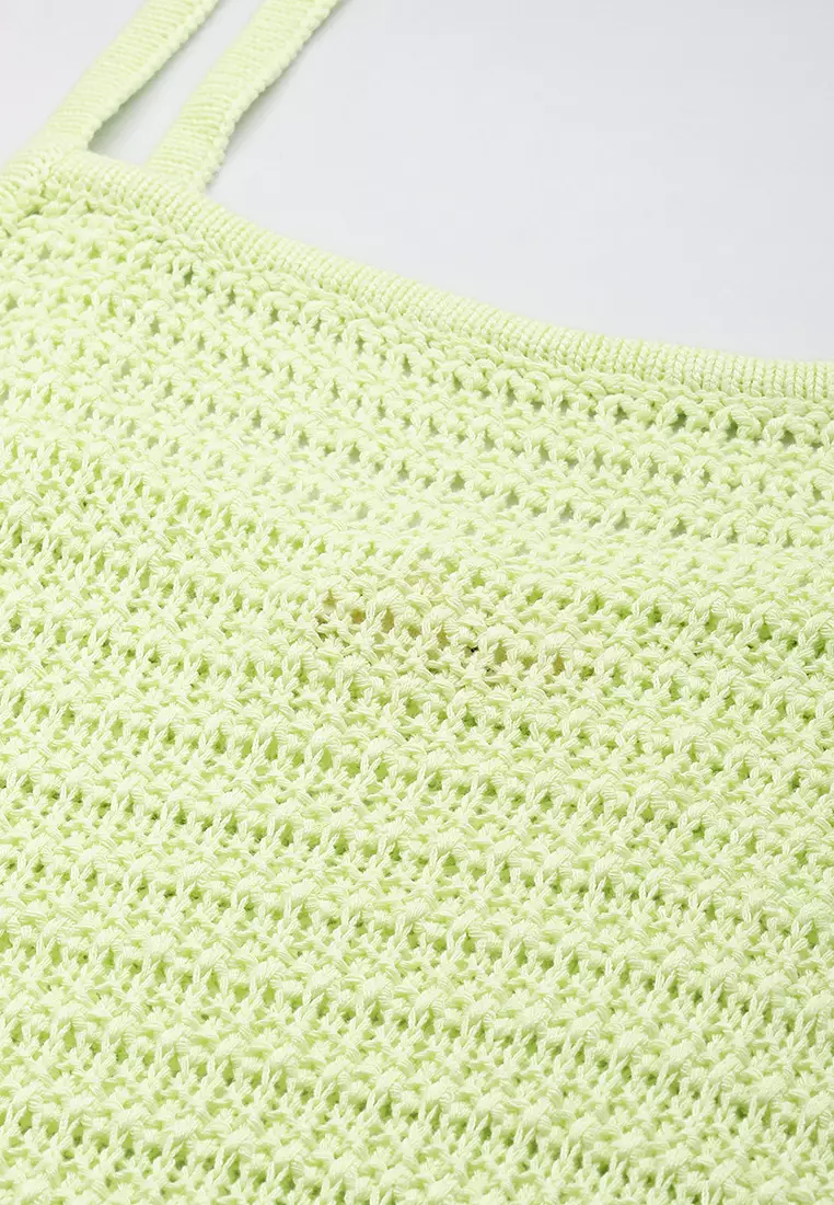 Washed Lime Straight Side Slit Dress