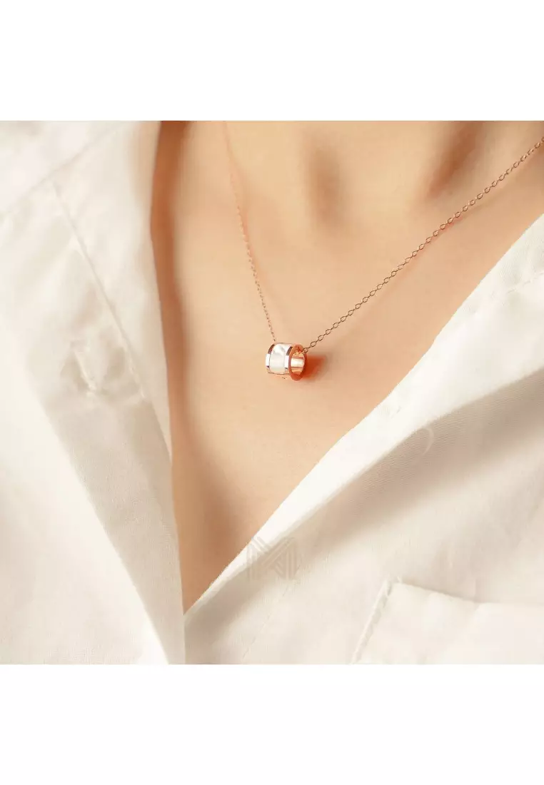 Minimal Studded Love Revolution Cubic Zirconia Rose Gold Necklace with 925 Sterling Silver