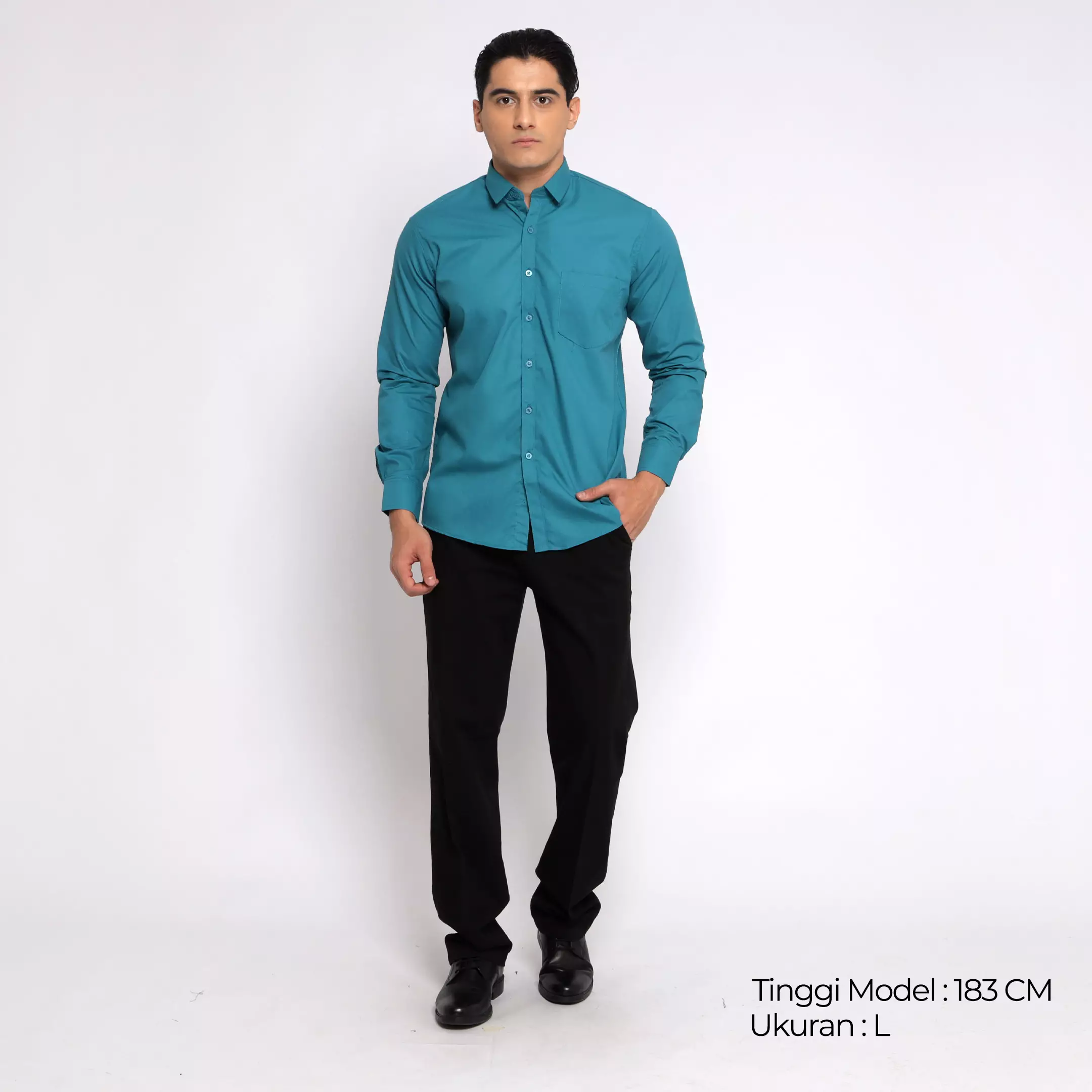 Simple Perfect Kemeja Pria Lengan Panjang Polos | Premium Solid Basic Gallant Shirt 7714 Tosca