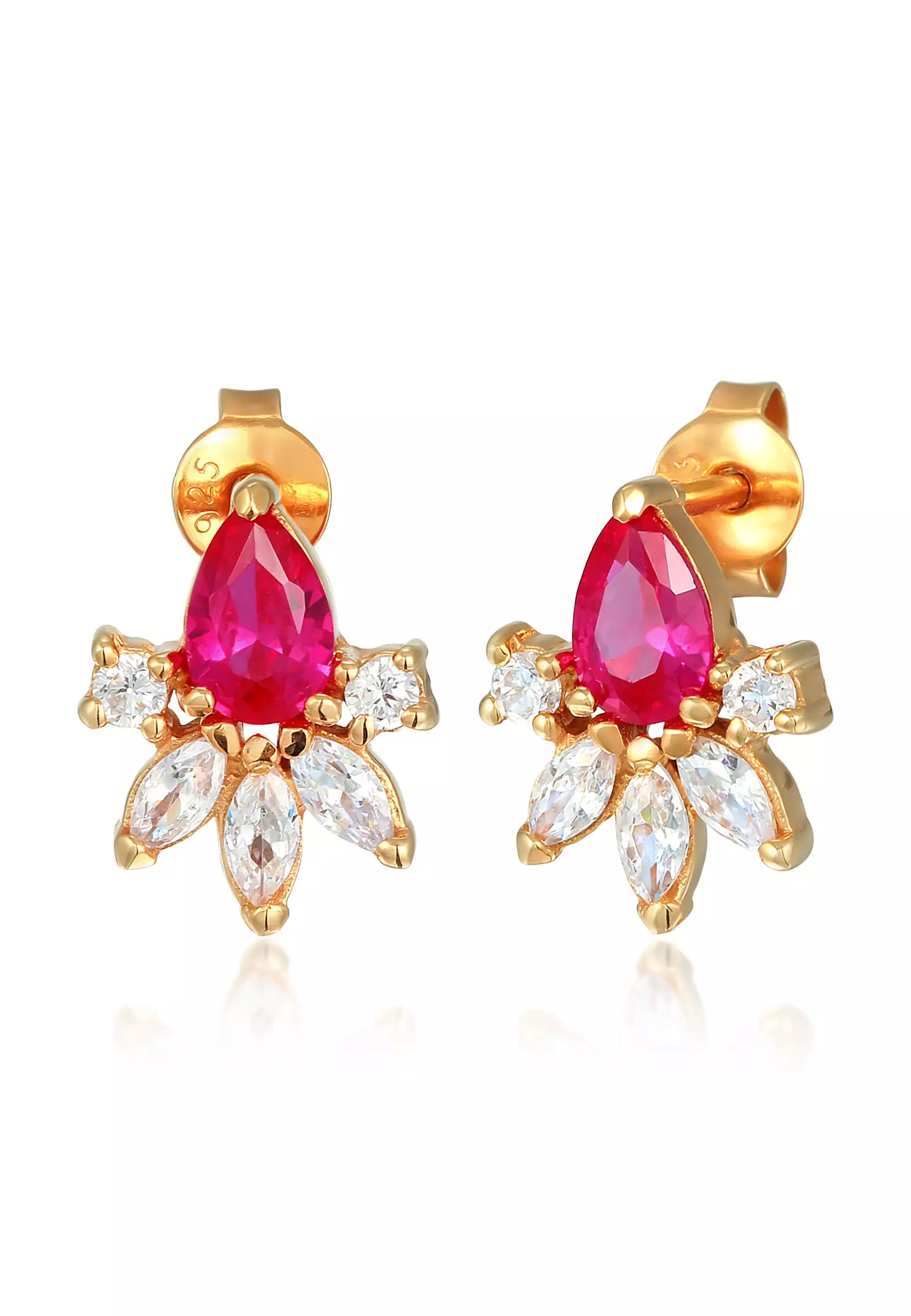 Gold ruby stud on sale earrings