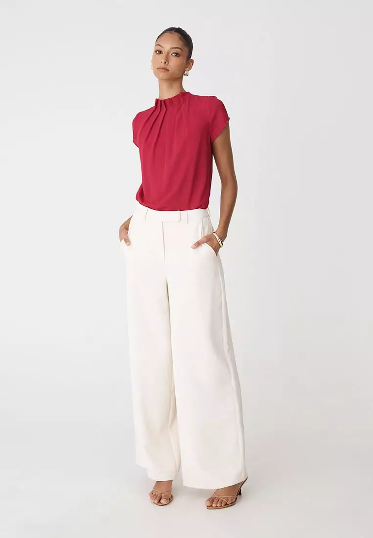 Olivia Pleated High Neck Top