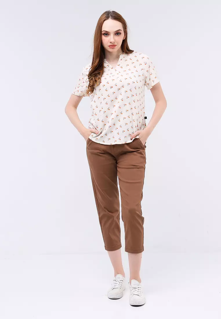 Woven Printed Rayon Short Sleeve Blouse