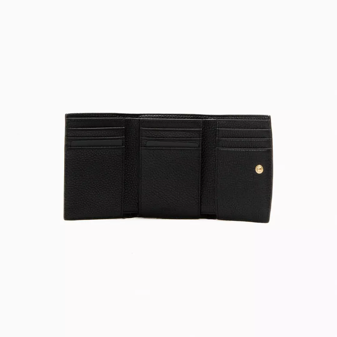 B-Chain Trifold Wallet in Leather - Black