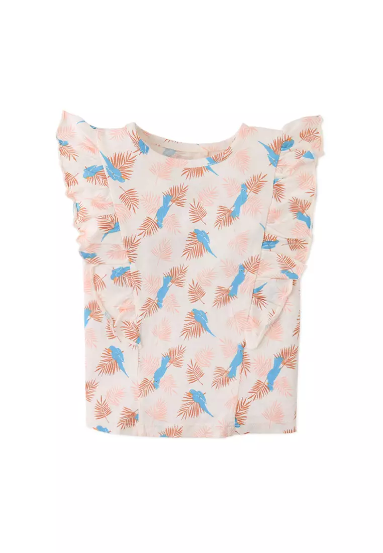 Missy All Over T-Shirt With Ruffle Sleeves