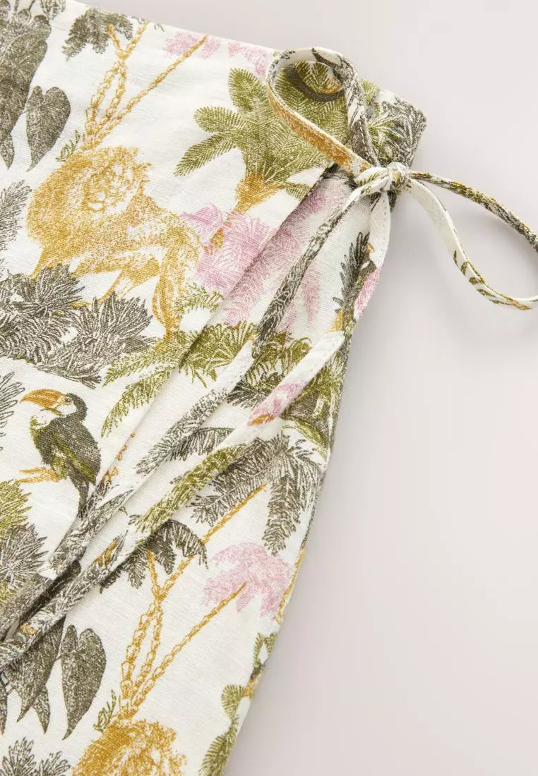 Linen Rich Wrap Mini Skirt