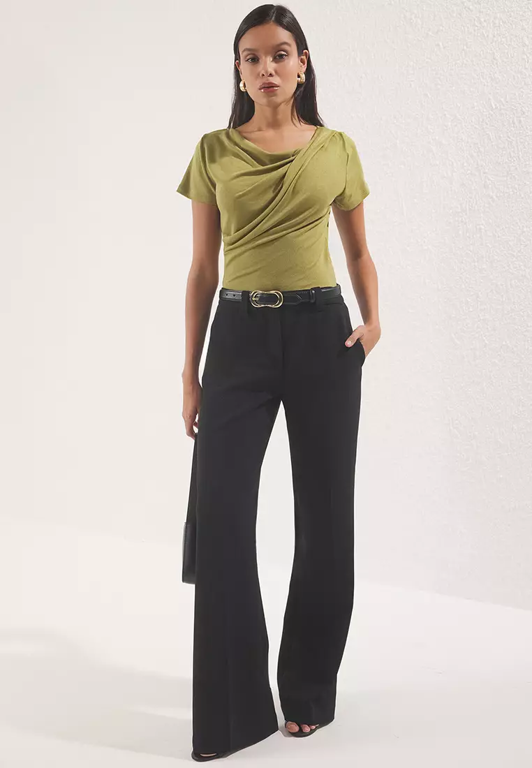 Oil Green Knitted Blouse Twoss25Bz00278