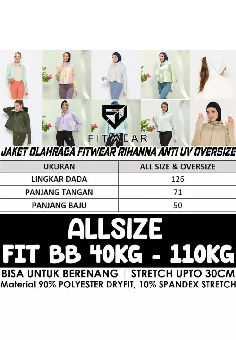 Fitwear - Jaket K-Style Anti UV Olahraga Wanita RIHANNA UPF 50++ CROP - SMOKE GRAY