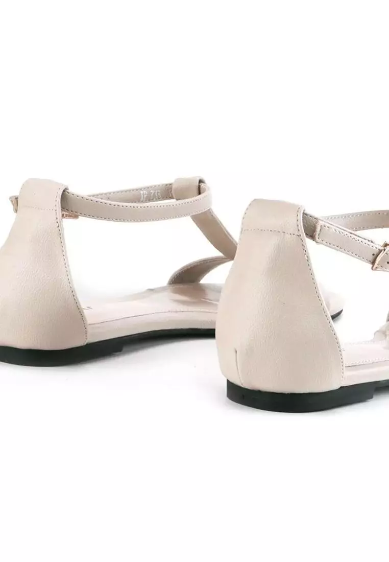 Mamiya Sandal wanita Flat Slip On - Cream Nappa
