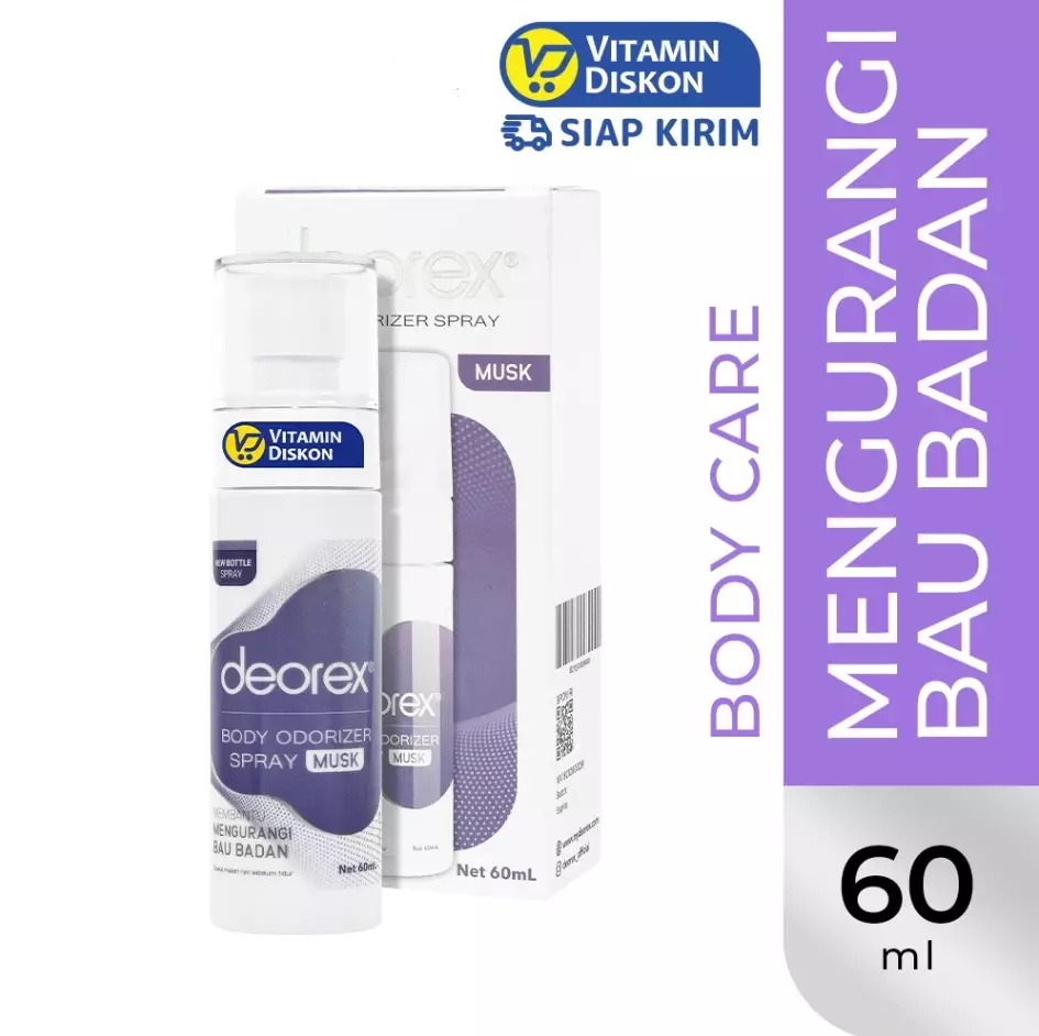DEOREX BODY ODORIZER SPRAY 60 ML - MUSK FREGRANCE UNGU