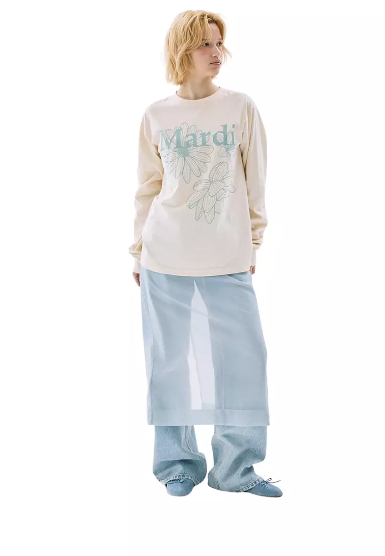 Tshirt Long Sleeve Triple Flower - Butter Mossgreen