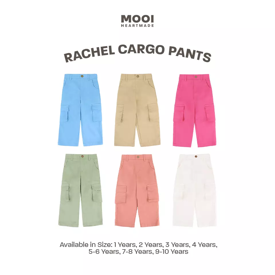 Mooi Celana Panjang Chinos Cargo Anak Perempuan Rachel Cargo Pants - Baby Blue
