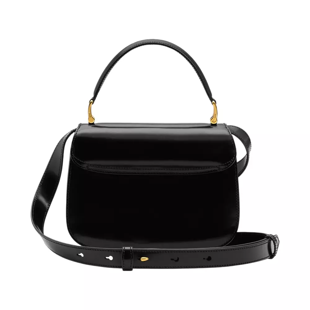 Jual AMI Paris Glazed Leather Top Handle Paris Paris Bag Black
