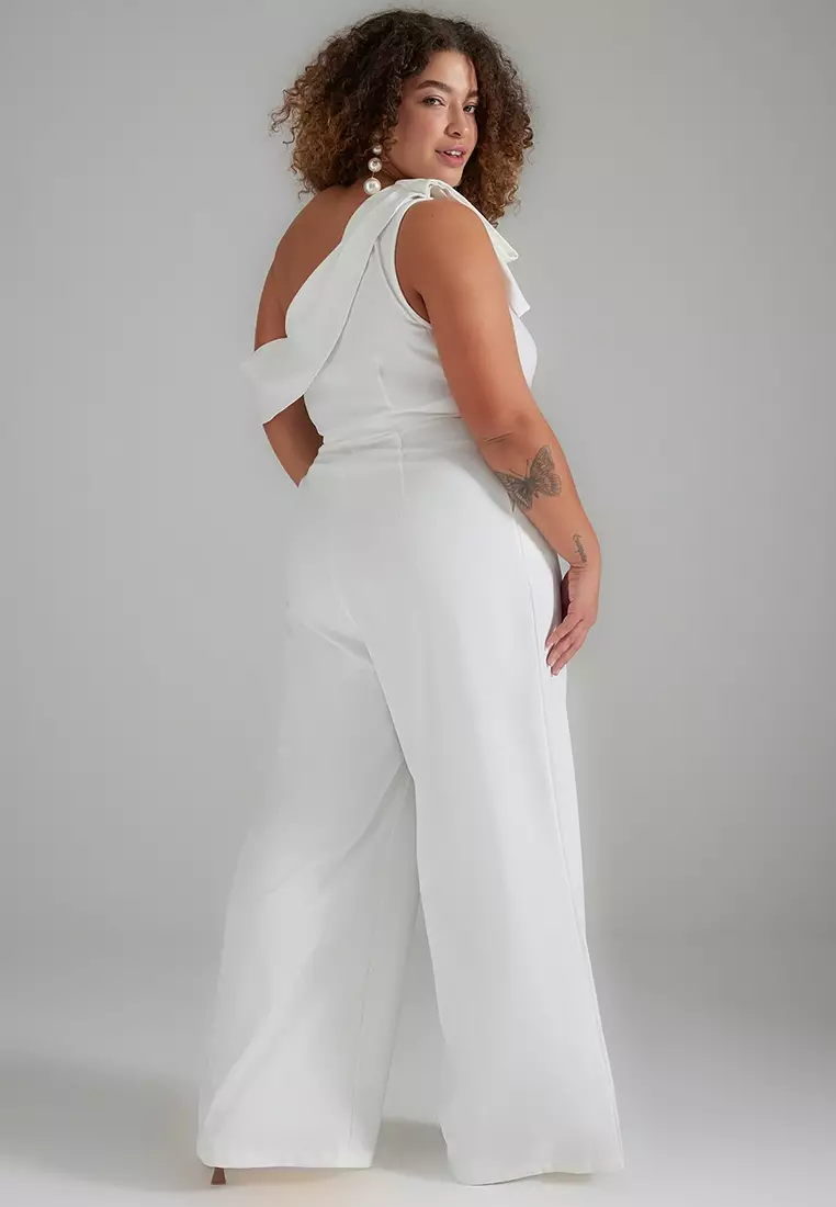 All white pants jumpsuit cheap plus size