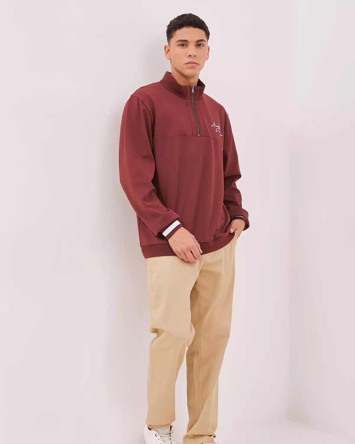 MAROON RED CASUAL SWEATER FOR MEN
