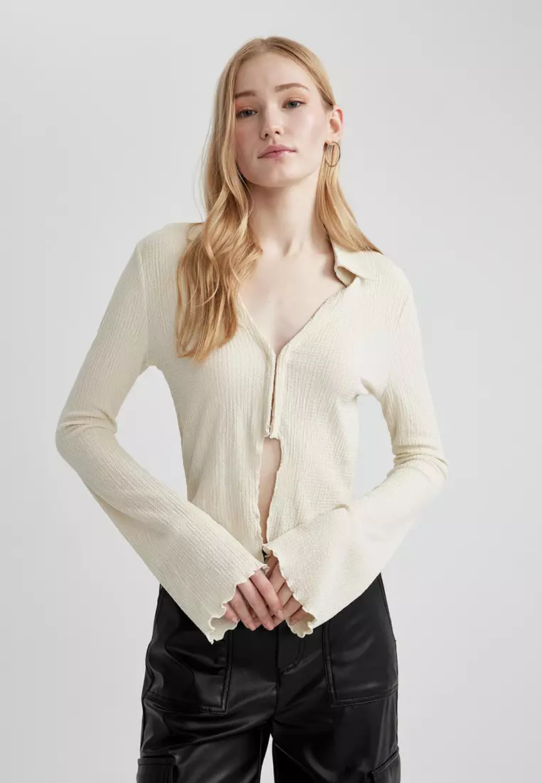 Textured Cropped Shirt