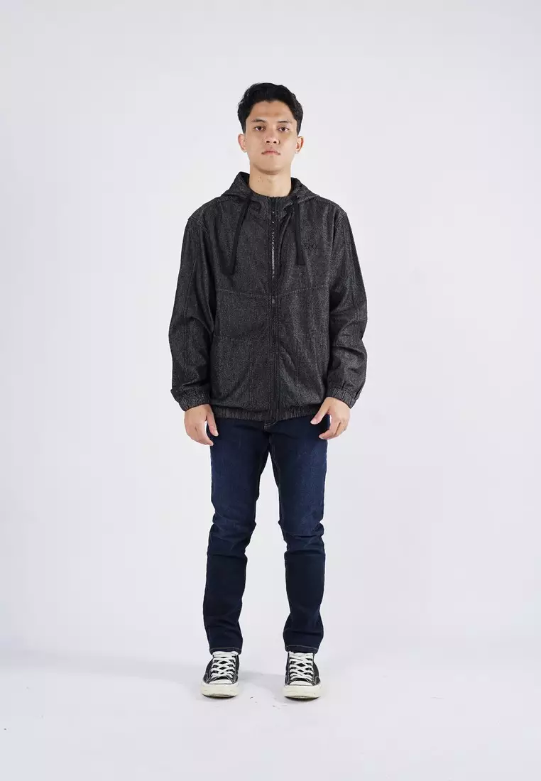 3Second Men's Denim Jacket Zipper Hoodie Regular Fit Cotton Quill HP-C010625