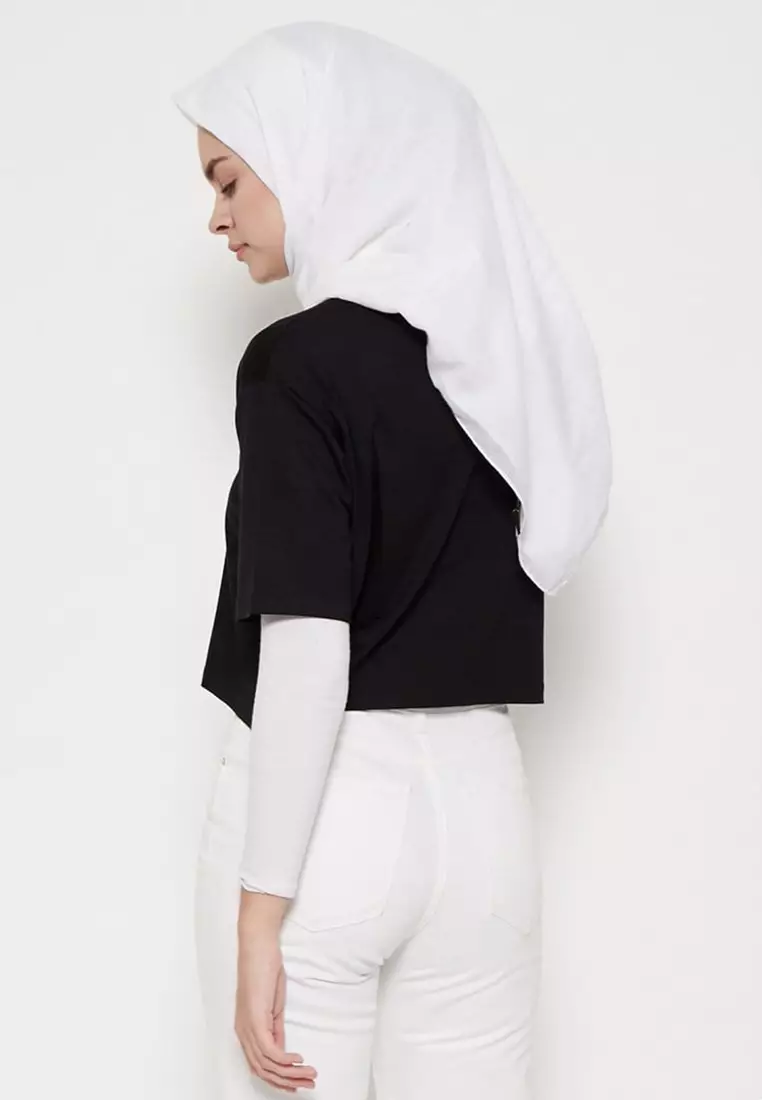 LTE30 OLC crop top polos wanita hitam