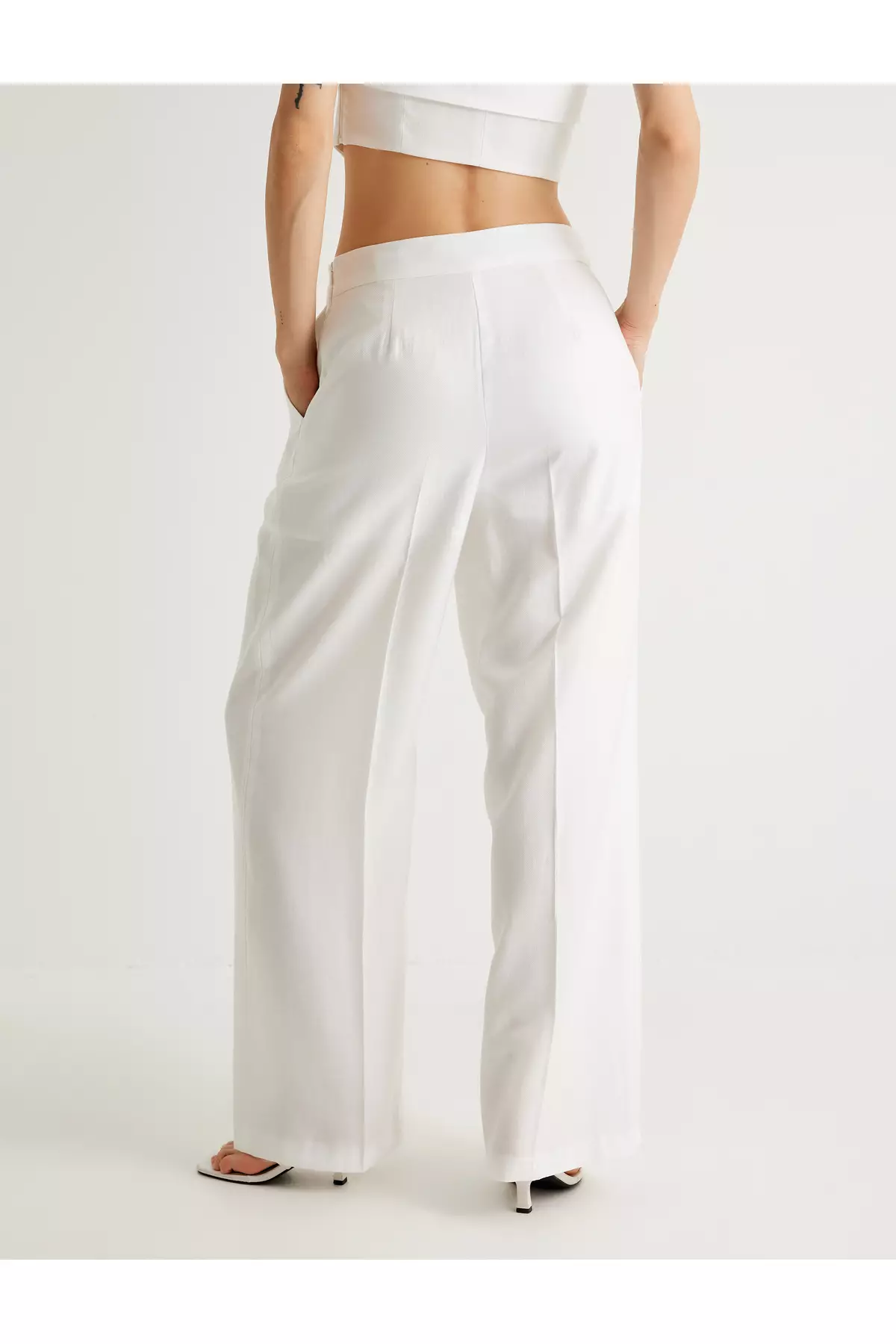 Wide Leg Trousers Half Lined Pleated Detailed Pockets