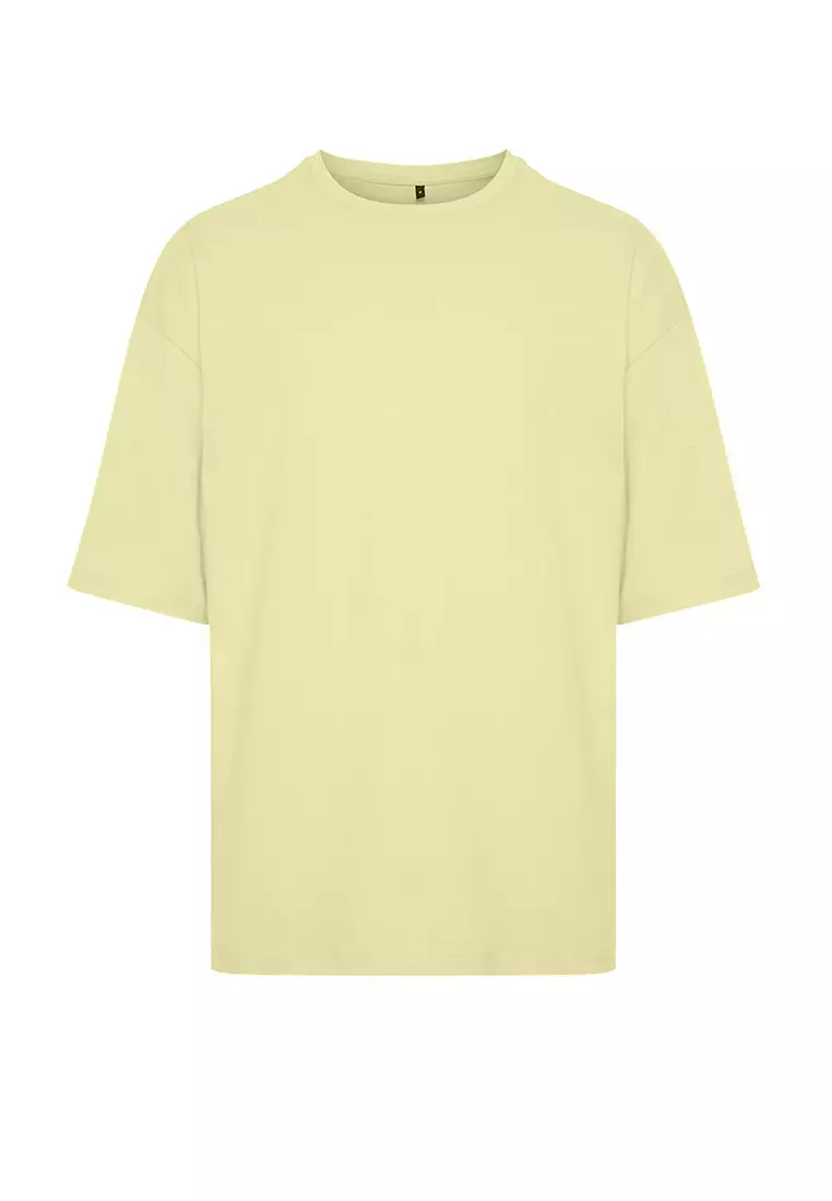 Yellow Oversize/Wide Cut 100% Cotton T-Shirt TMNSS22TS0318
