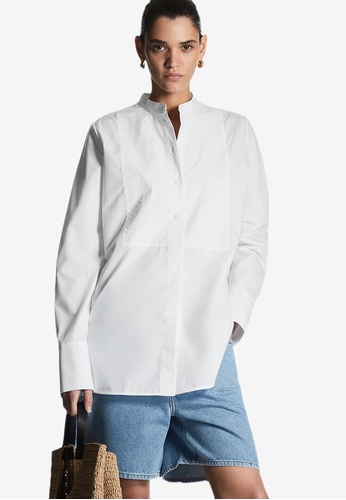 COS white Tuxedo-Bib Cotton-Poplin Shirt C69EBAAFCDCFBCGS_1