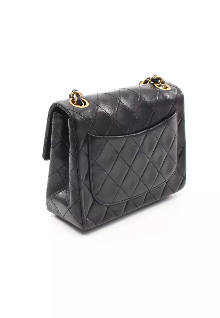 Chanel Pre-loved CHANEL mini matelasse chain shoulder bag lambskin black  gold hardware vintage 2023, Buy Chanel Online