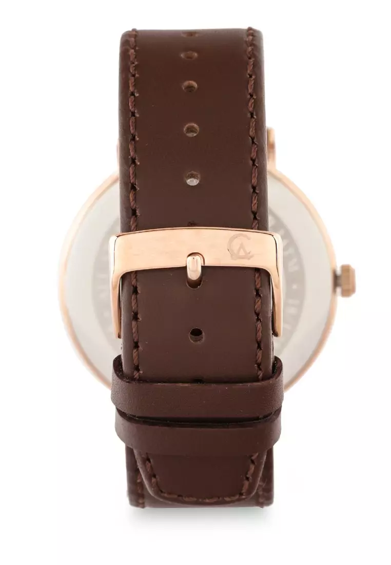Alexandre Christie Jam Tangan Pria - Brown Rosegold - Leather Strap - 8493 MSLRGSL