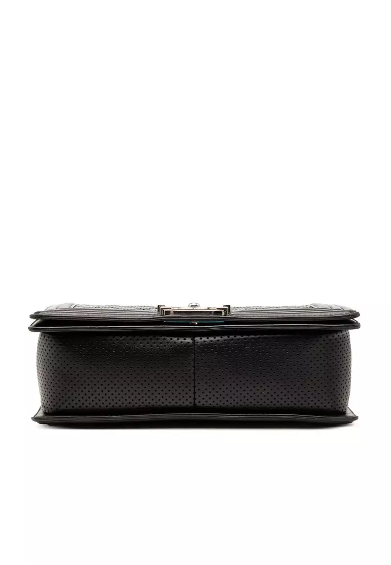 Pre-Loved Chanel Old Medium Quilted Perforated Lambskin Boy Flap