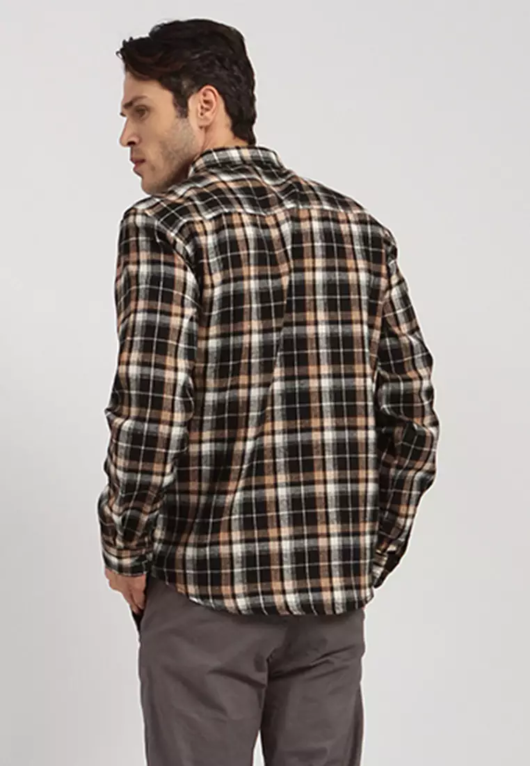 Kemeja Flanel Motif Kotak-Kotak Lengan Panjang E048J29