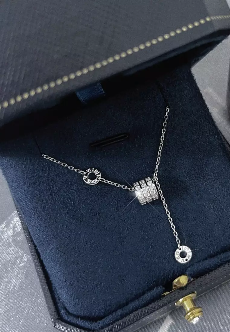 Kalung Wanita Berlian Korea Fashion Berlapis Platinum Anti Memudar Kalung Wanita Elegan