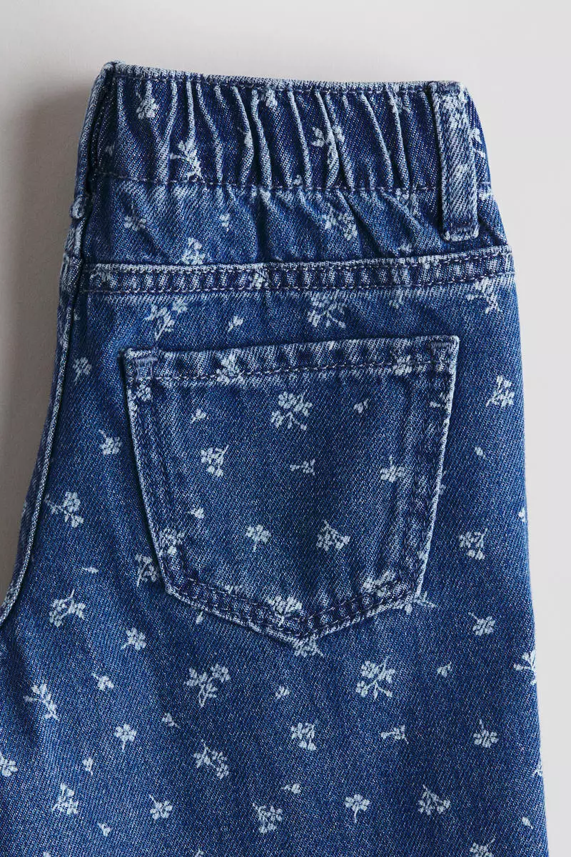 Motif-detail wide leg jeans