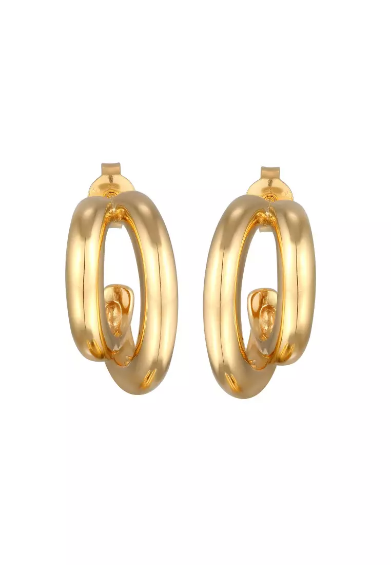 Anting Perhiasan Perak 925 Wanita Spiral Gold Plated