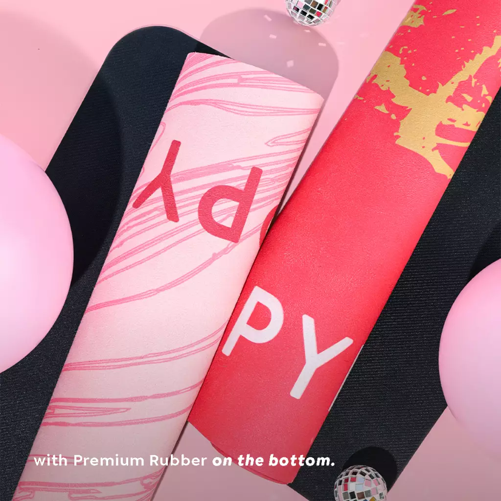 HAPPYFIT Travel Suede 1,5mm Yoga Mat Pink Marble