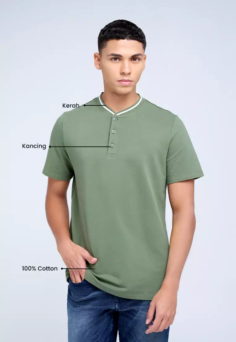 MANZONE - Polo Shirt Lengan Pendek Pria Maika 04 Slim Fit - Green