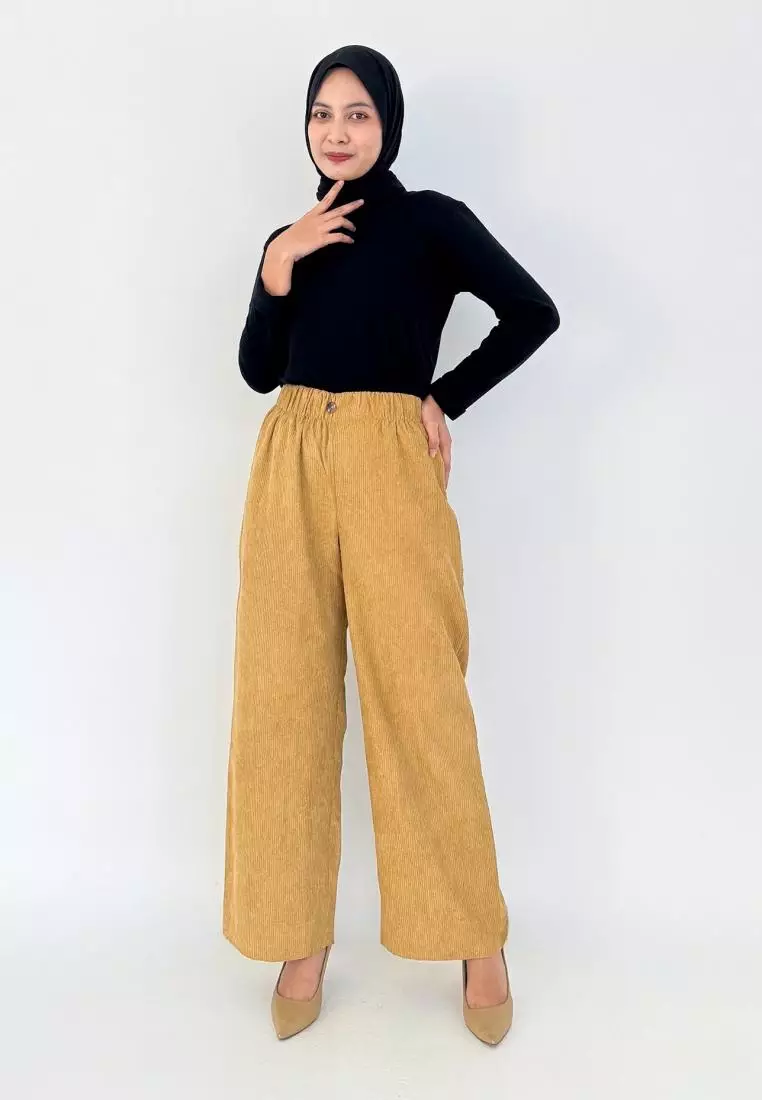 Evy Pants (Celana Panjang Corduroy) Panjang 101 cm - Coklat