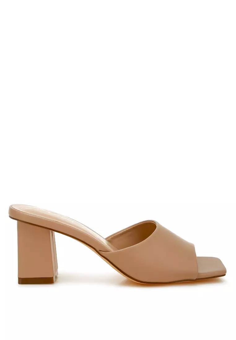 Discount on London Rag  shoes - SKU: Faux Leather Block Heel Sandals in Camel