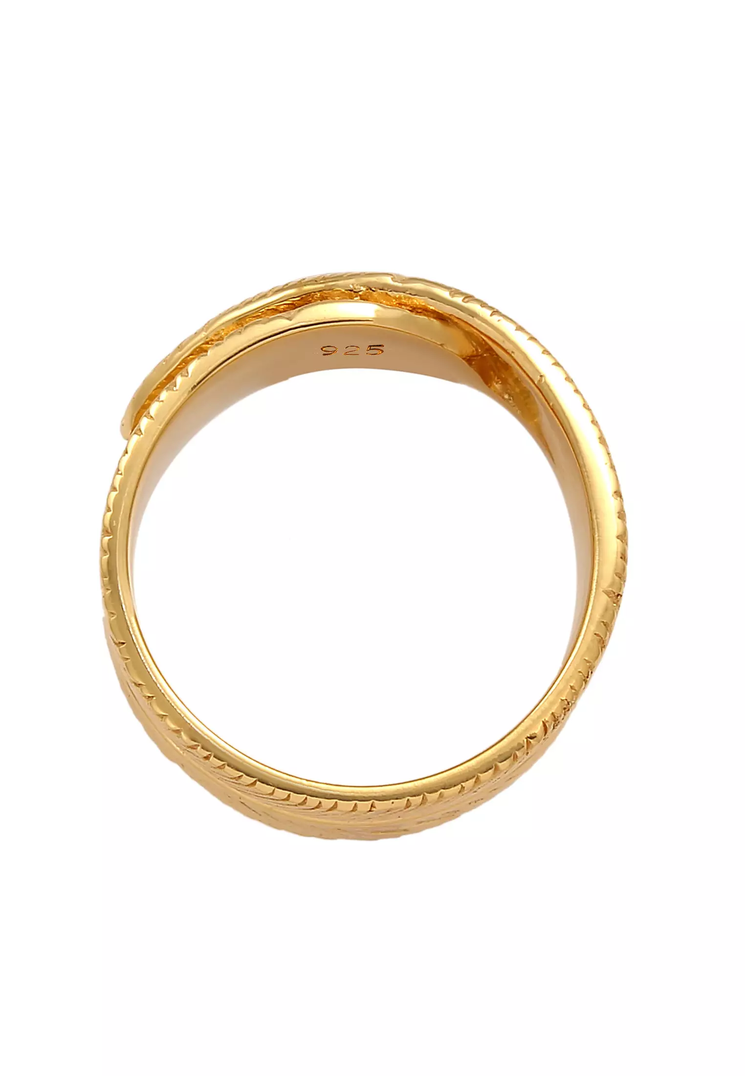 Men's Silver Feather Band Ring – Gold-Plated