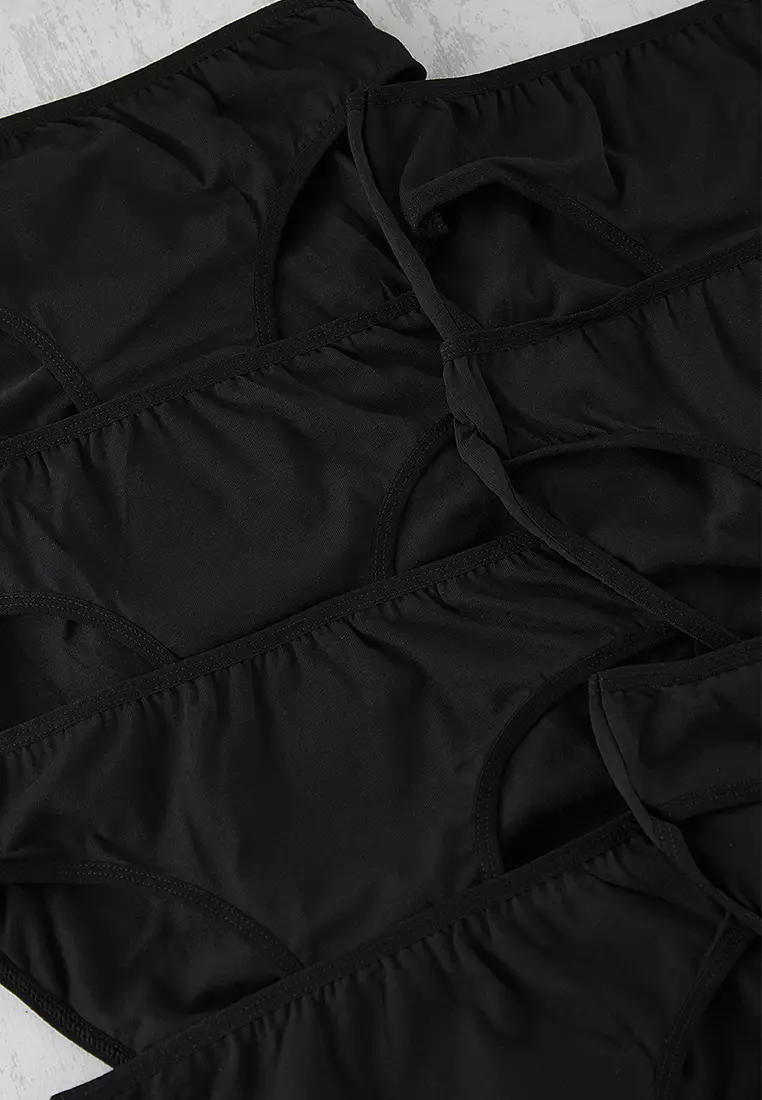 Black 7-Pack Cotton Classic Knitted Panties