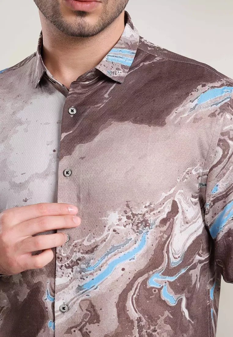 MOC Kemeja Lengan Panjang Pria LOURY - BEIGE