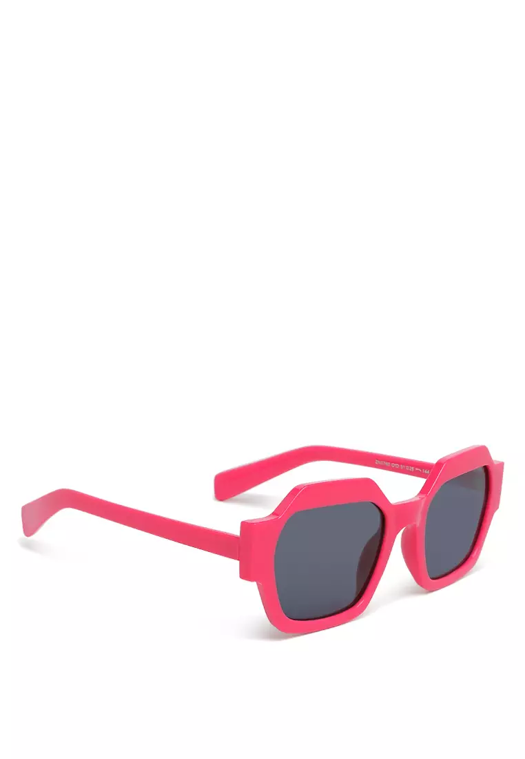 Bold Bevel Square Sunglasses in Rose Red