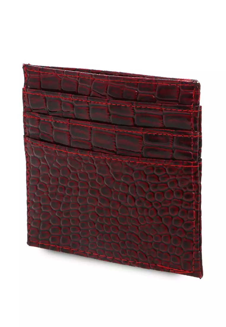 Card Holder Material Croco Dompet Kartu Wanita 6 Slot + 1 Slot Money - Maroon