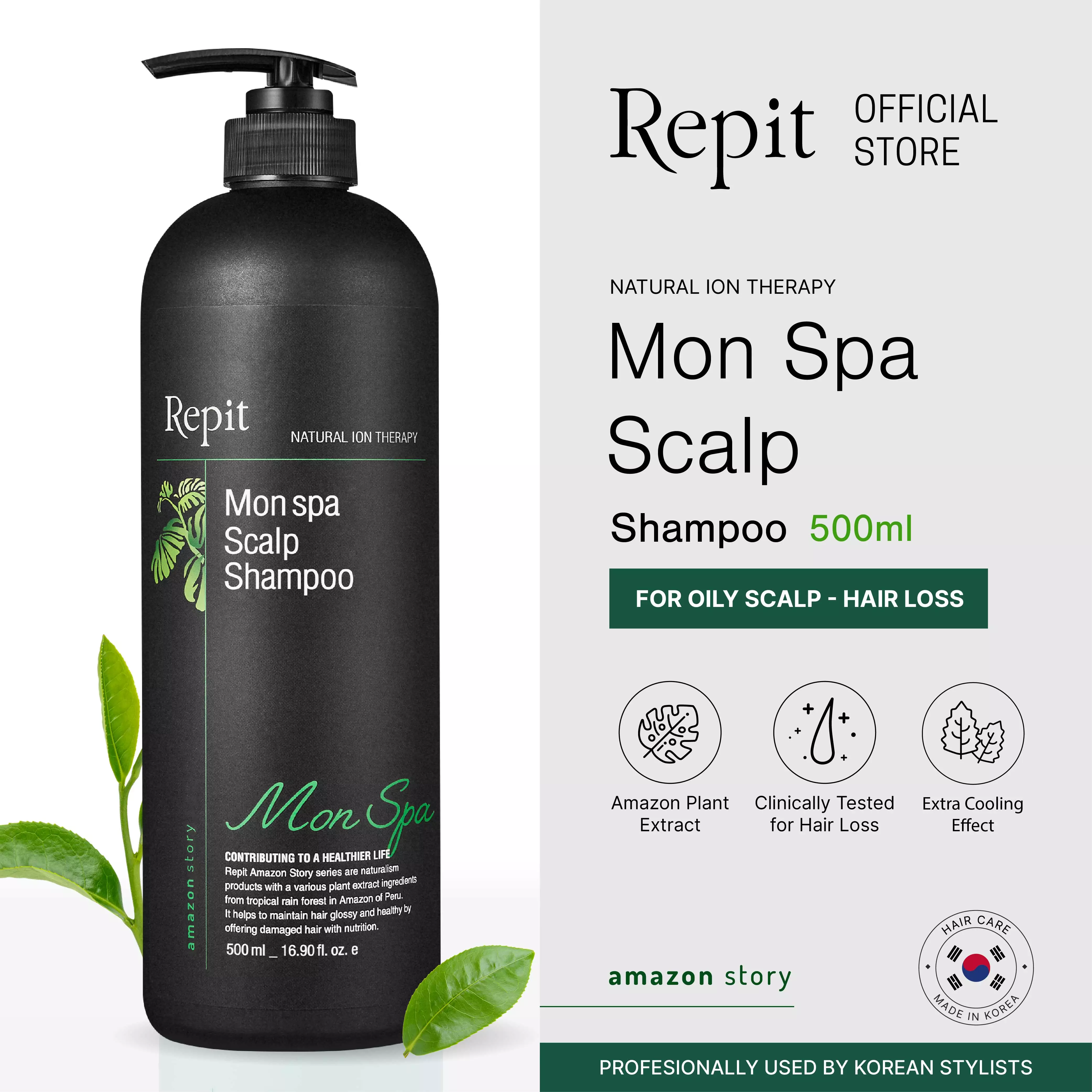 Repit Amazon Story Monspa Scalp Shampoo - Shampoo Kulit Kepala untuk Rambut Rontok / Ketombe / Gatal (Hijab Friendly)