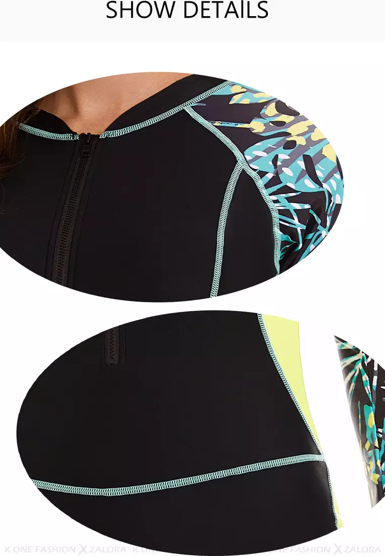 Surf Diver Printed Long Sleeve One Piece Swimsuit